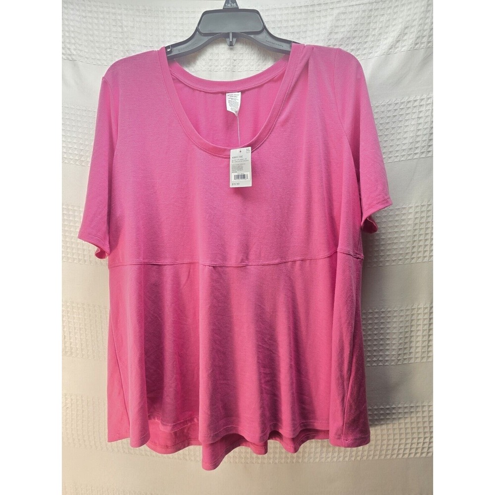 West Loop Tshirt Womens XL Pink Short Sleeve Scoop Neck Flowy Basic Top 6169